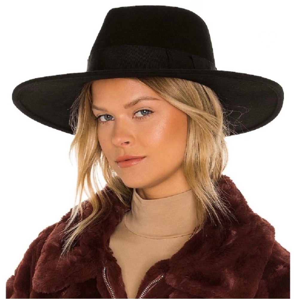 BRIXTON REVOLVE BLACK WOOL FEDORA HAT